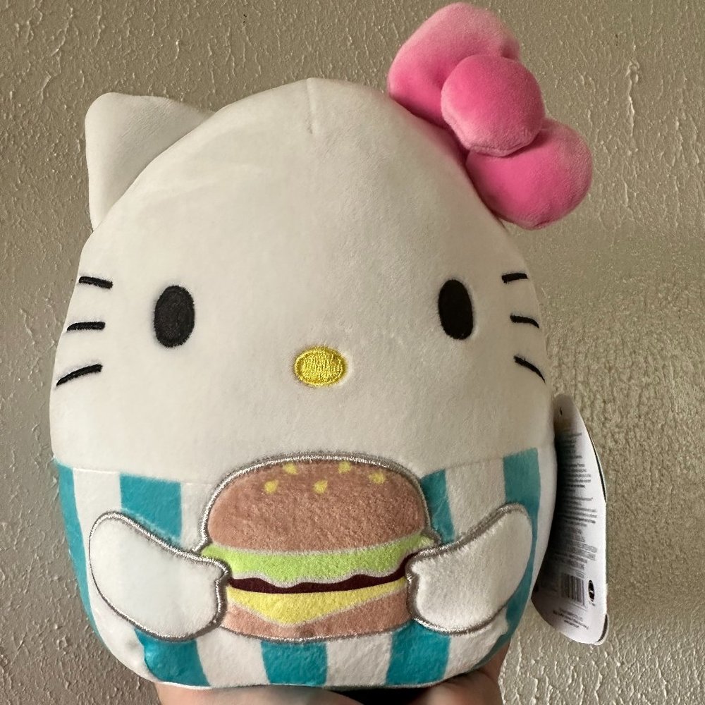 NWT Squishmallows Official Plush Hello Kitty Food Truck Collection Hamburger 8in